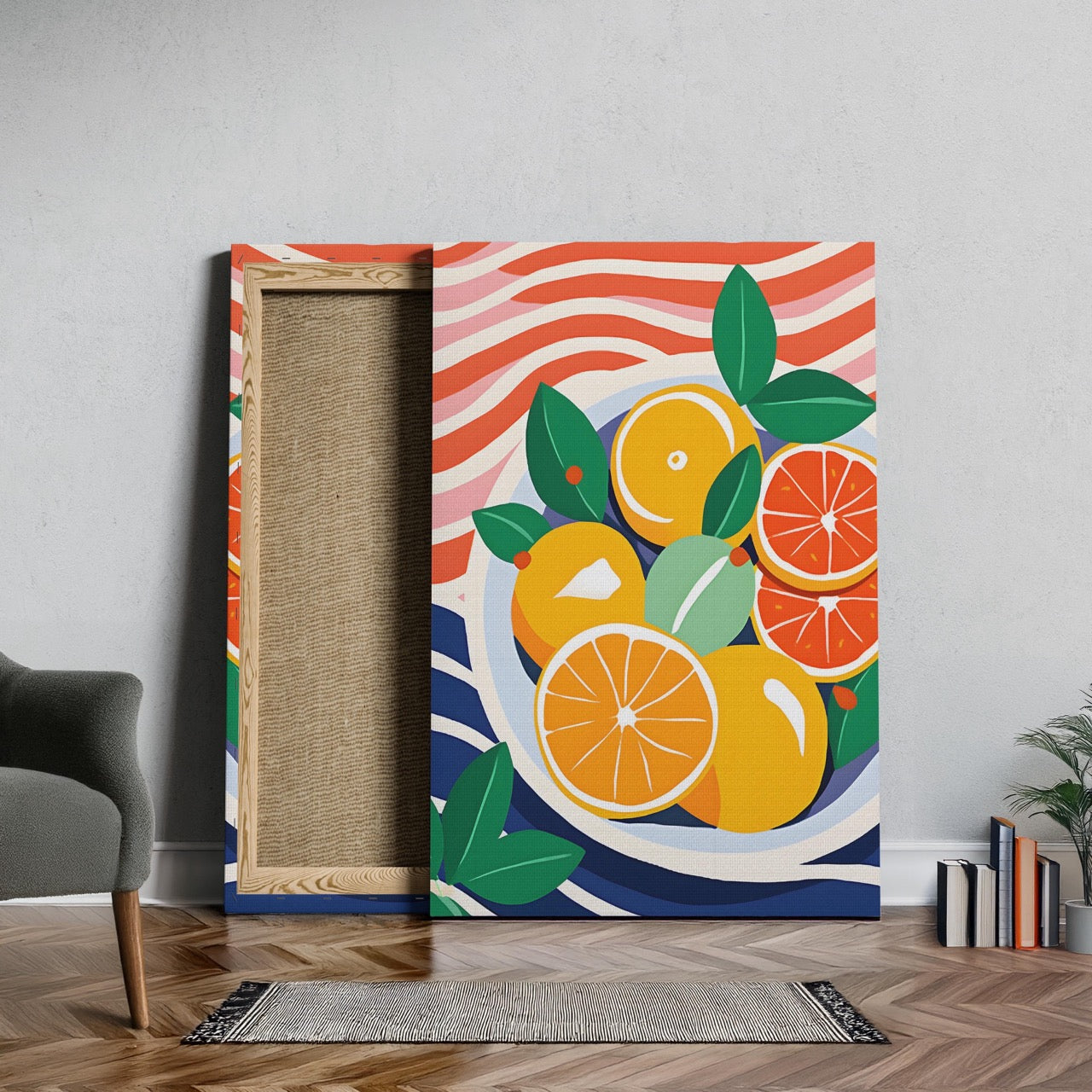 Fresh Citrus Bowl with Vibrant Colours - Framed Canvas Wall Art Print - House Prints