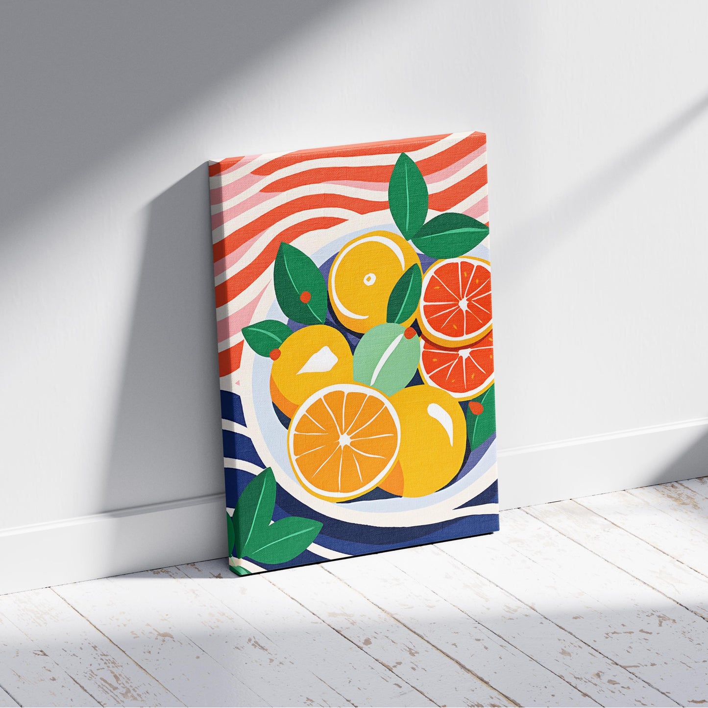 Fresh Citrus Bowl with Vibrant Colours - Framed Canvas Wall Art Print - House Prints
