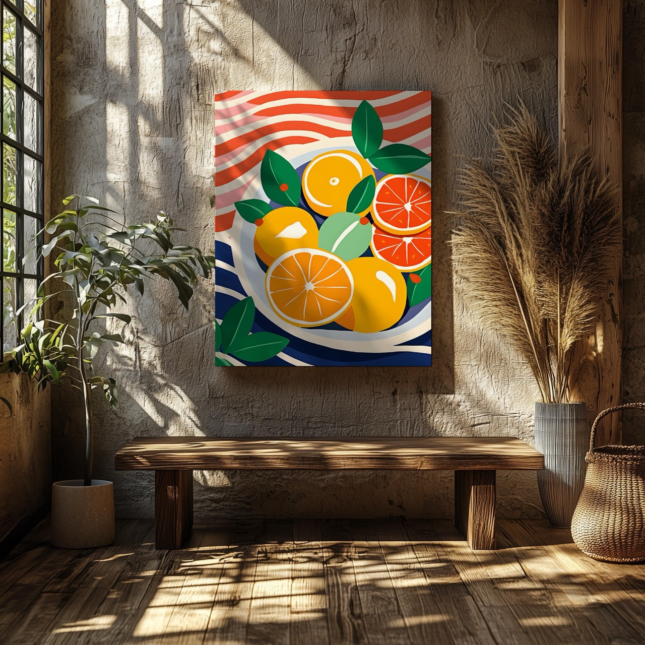 Fresh Citrus Bowl with Vibrant Colours - Framed Canvas Wall Art Print - House Prints