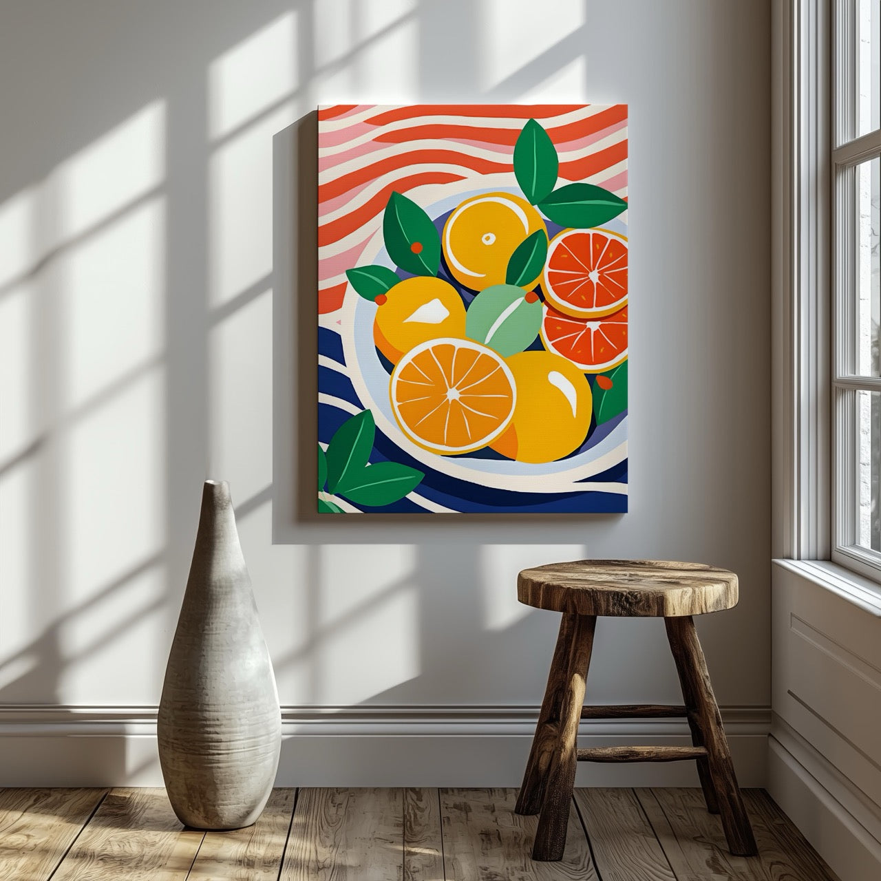 Fresh Citrus Bowl with Vibrant Colours - Framed Canvas Wall Art Print - House Prints