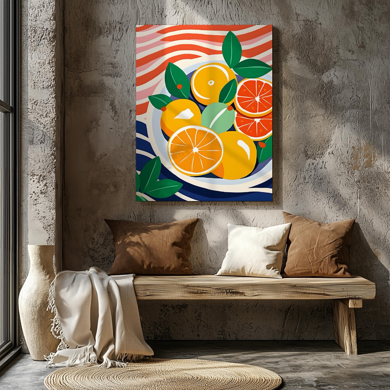 Fresh Citrus Bowl with Vibrant Colours - Framed Canvas Wall Art Print - House Prints