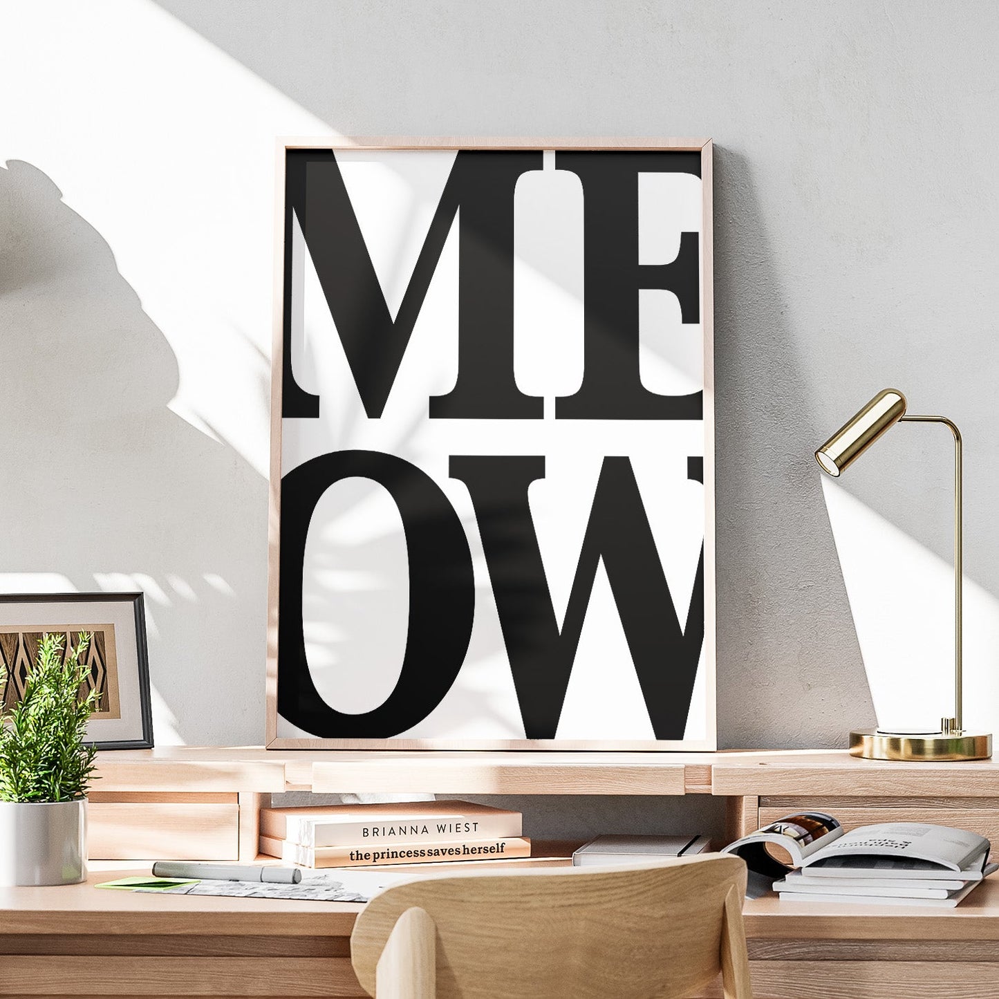 MEOW Cat Black Typography Art - Rolled Poster Wall Art Print - House Prints