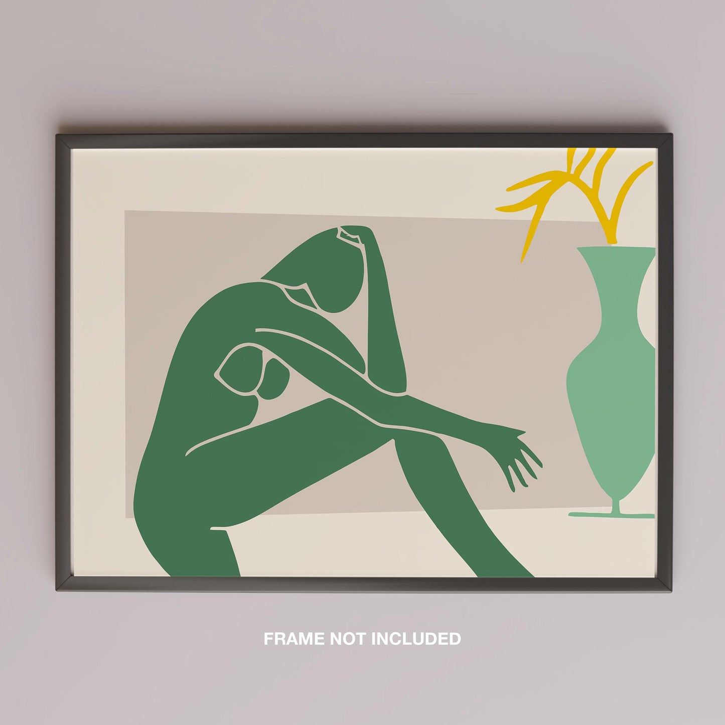 Minimalist Abstract Green Figure with Vase - Rolled Poster Wall Art Print - House Prints