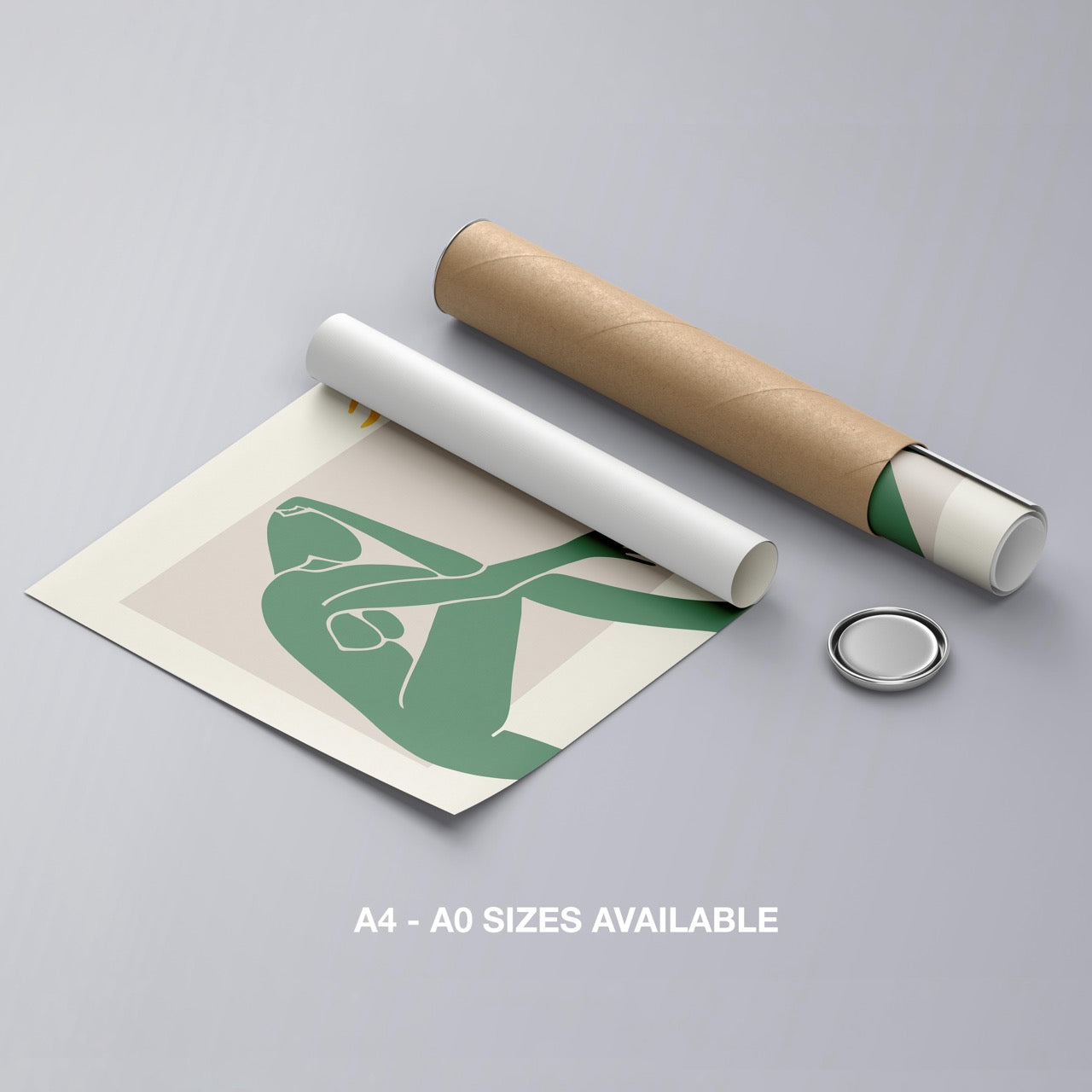 Minimalist Abstract Green Figure with Vase - Rolled Poster Wall Art Print - House Prints