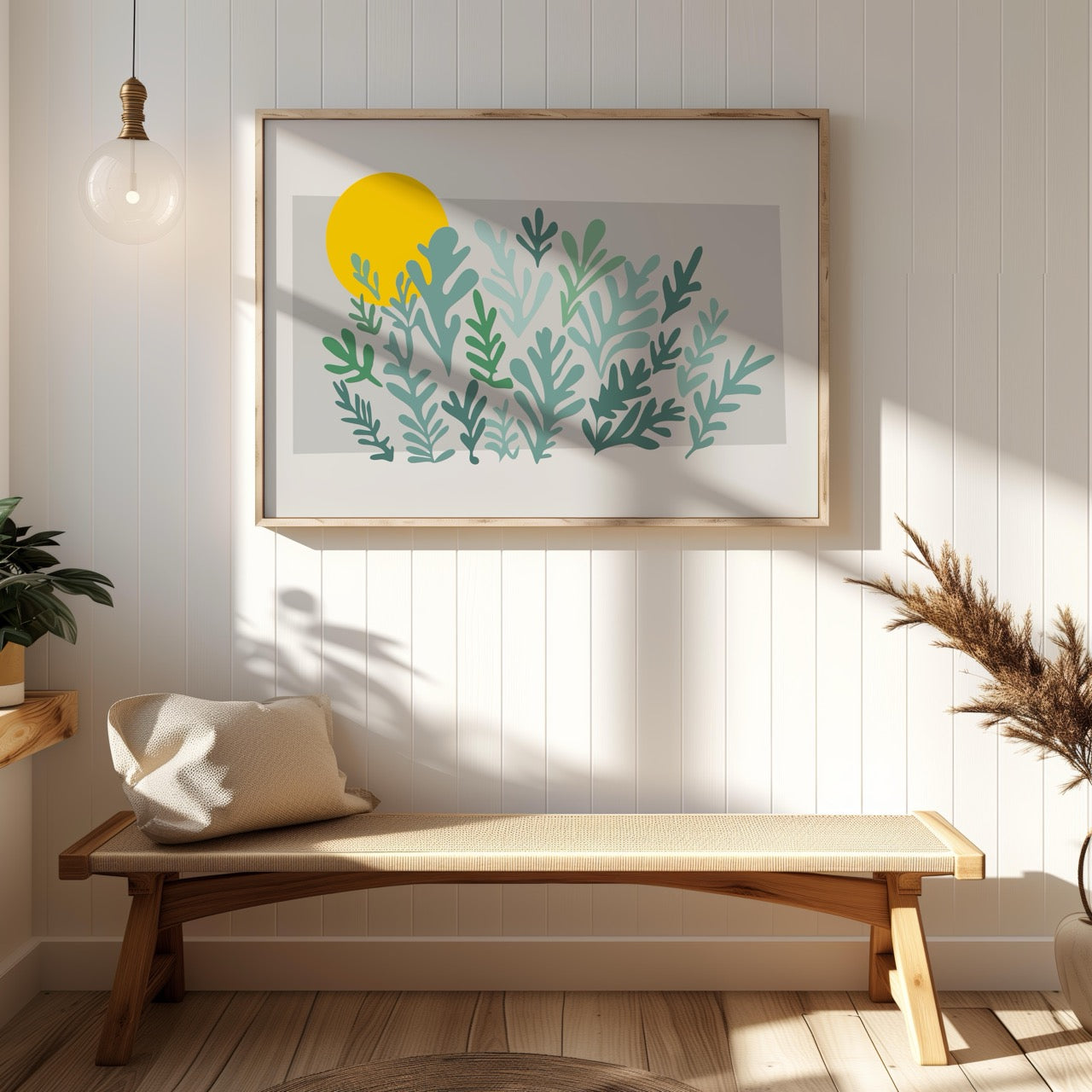Abstract Minimalist Green Botanical Sunscape - Rolled Poster Wall Art Print - House Prints