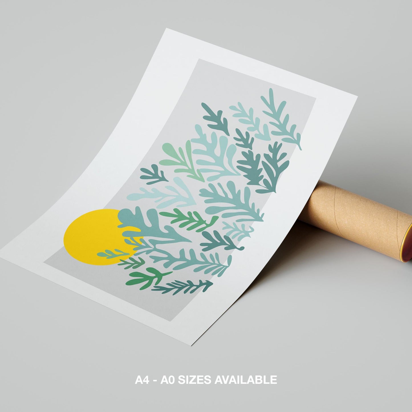 Abstract Minimalist Green Botanical Sunscape - Rolled Poster Wall Art Print - House Prints