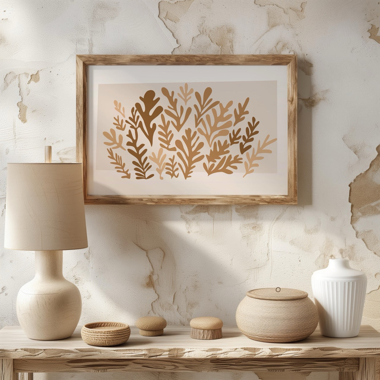 Minimalist Earthy Abstract Botanical Harmony - Rolled Poster Wall Art Print - House Prints
