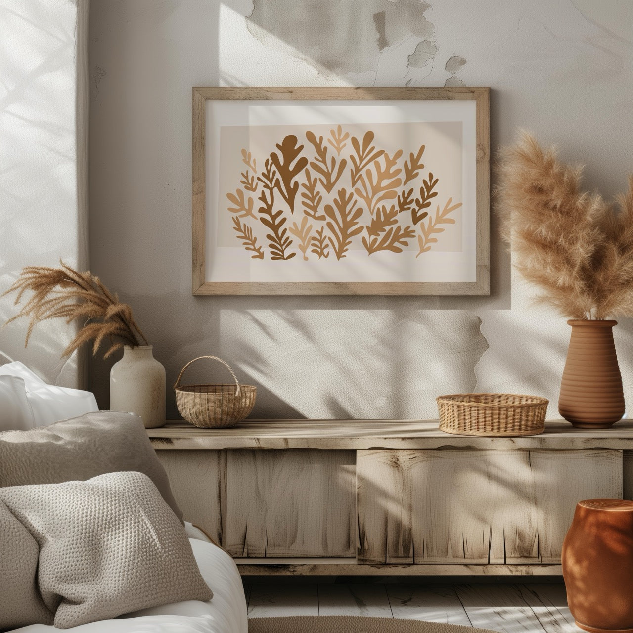 Minimalist Earthy Abstract Botanical Harmony - Rolled Poster Wall Art Print - House Prints
