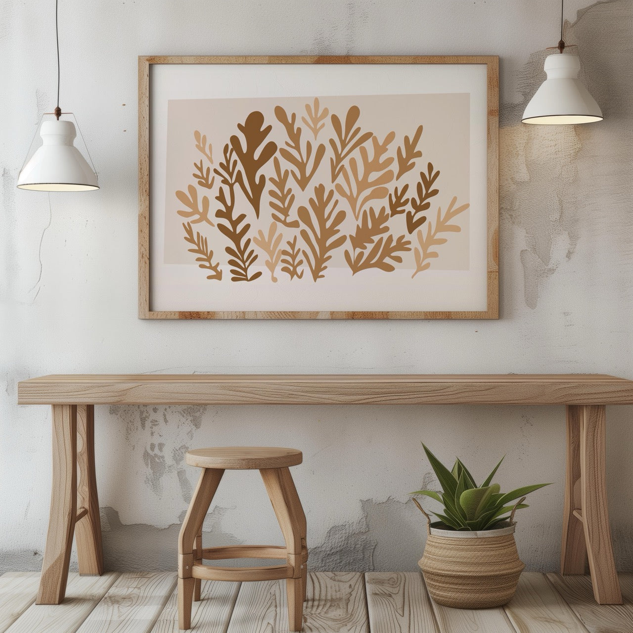 Minimalist Earthy Abstract Botanical Harmony - Rolled Poster Wall Art Print - House Prints