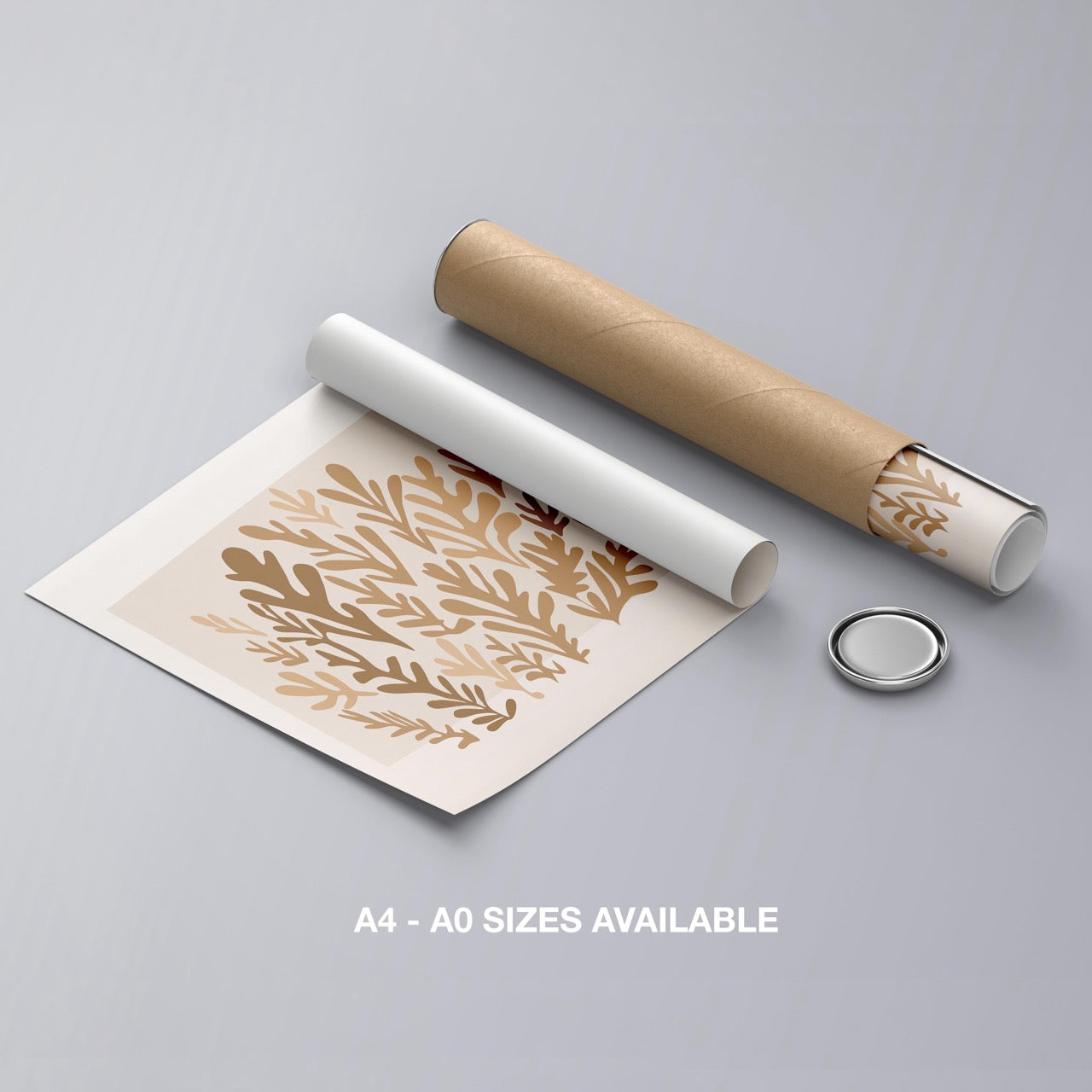 Minimalist Earthy Abstract Botanical Harmony - Rolled Poster Wall Art Print - House Prints
