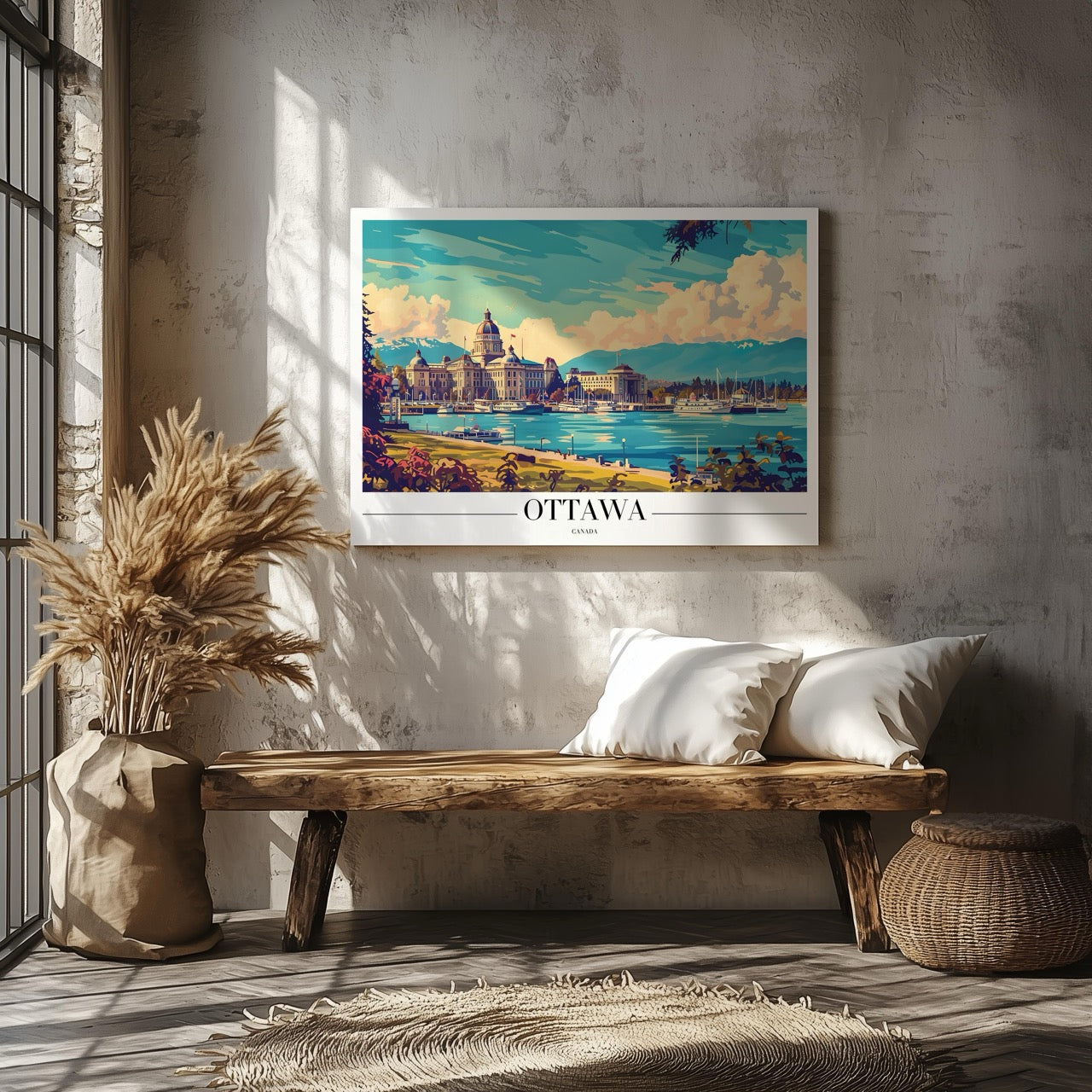 Ottawa Canada City World Travel - Framed Canvas Wall Art Print - House Prints