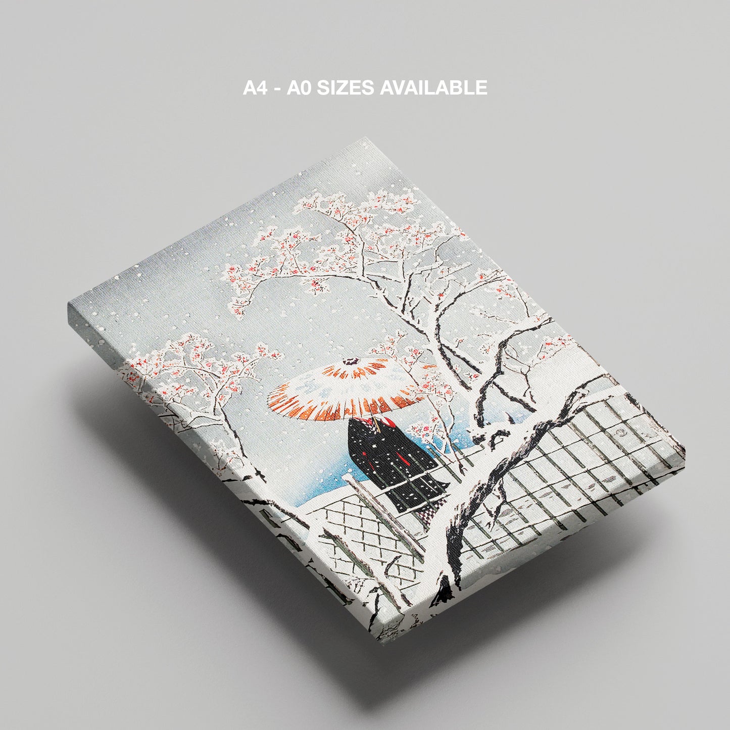 Plum Tree in Snow - Hiroaki Takahashi - Framed Canvas Wall Art Print - House Prints