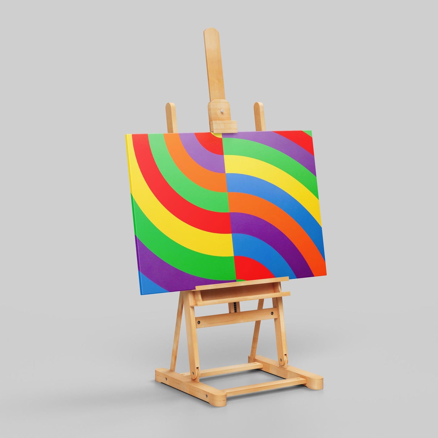 Rainbow Chromatic Waves - Framed Canvas Wall Art Print - House Prints