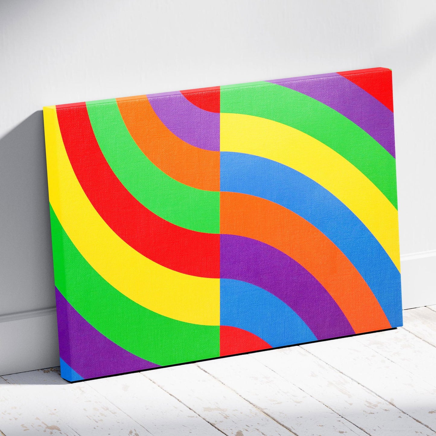 Rainbow Chromatic Waves - Framed Canvas Wall Art Print - House Prints