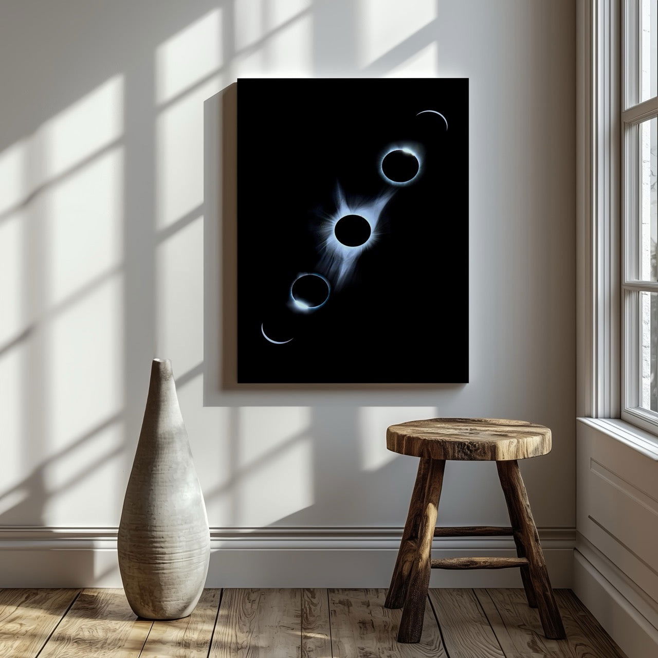 Stages of the Solar Eclipse - Framed Canvas Wall Art Print - House Prints