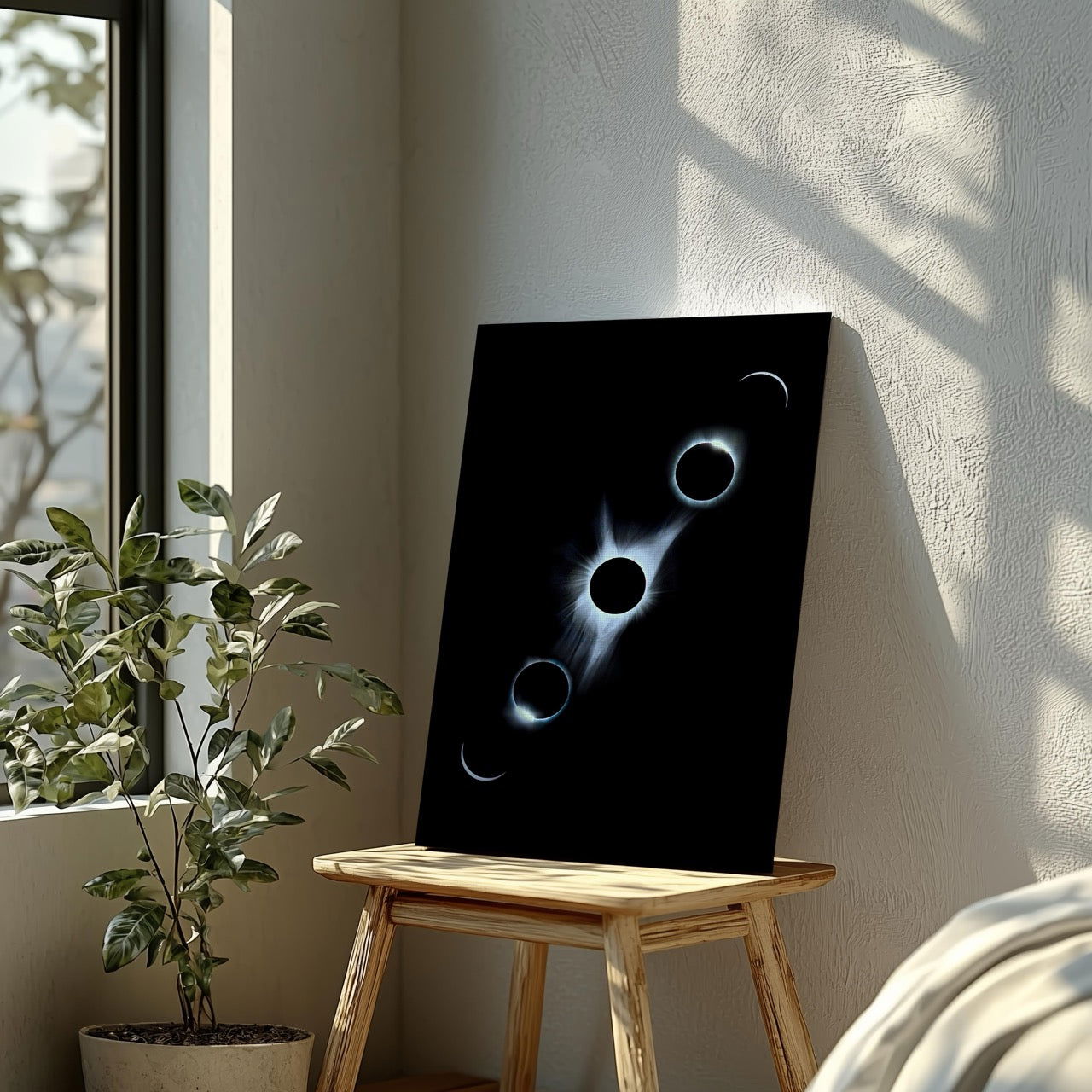 Stages of the Solar Eclipse - Framed Canvas Wall Art Print - House Prints