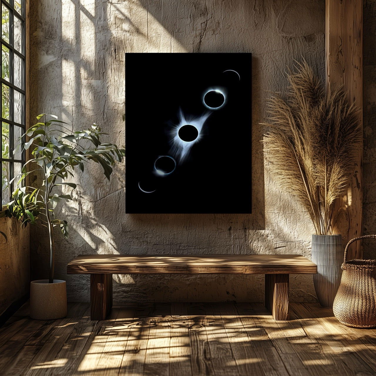 Stages of the Solar Eclipse - Framed Canvas Wall Art Print - House Prints
