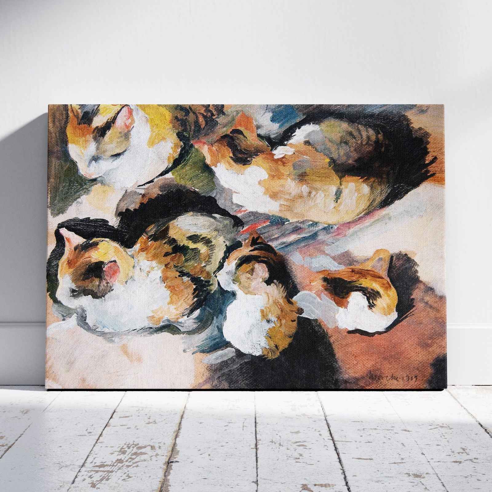 Study of a Cat Katzenstudien - August Macke - Framed Canvas Wall Art Print | House Prints