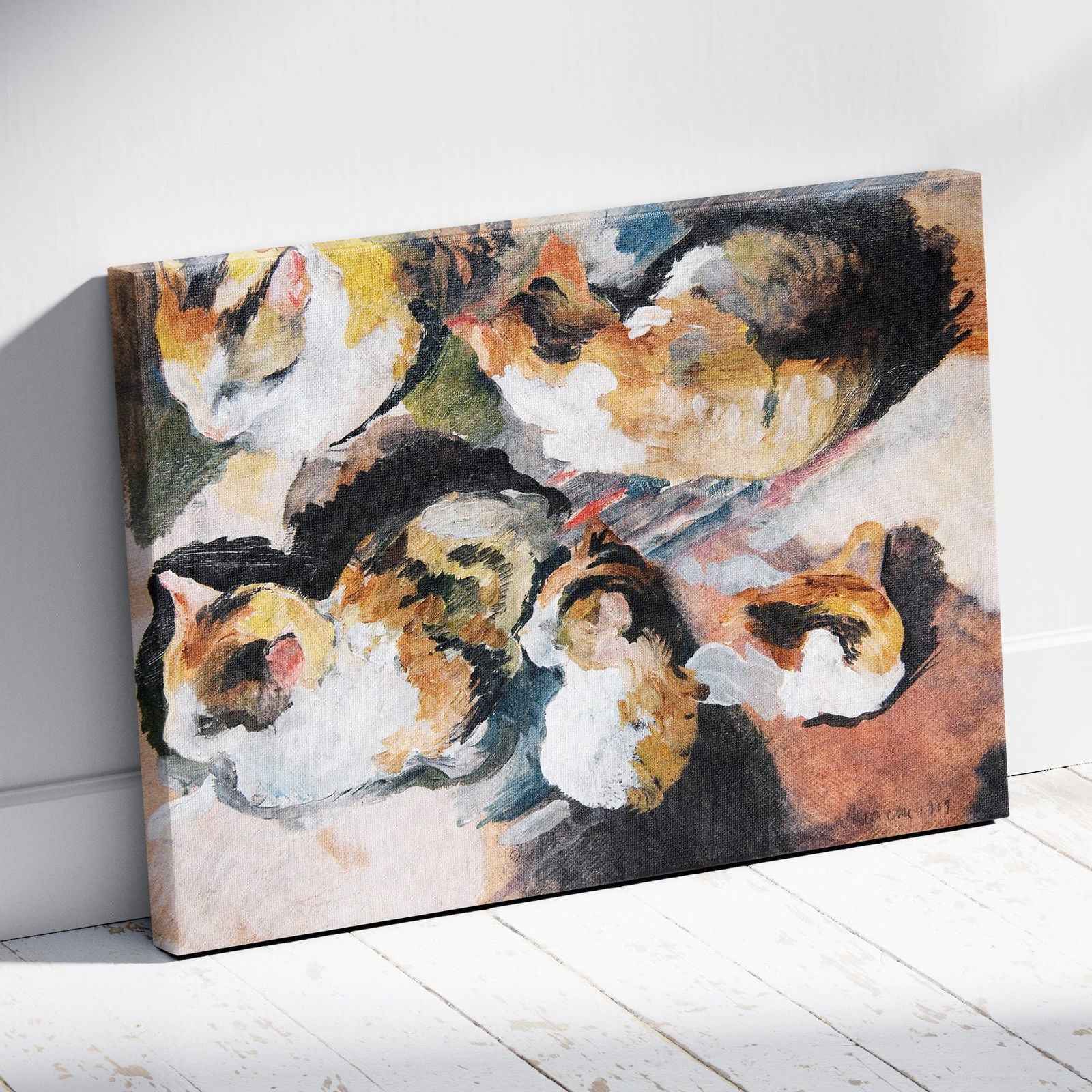 Study of a Cat Katzenstudien - August Macke - Framed Canvas Wall Art Print | House Prints