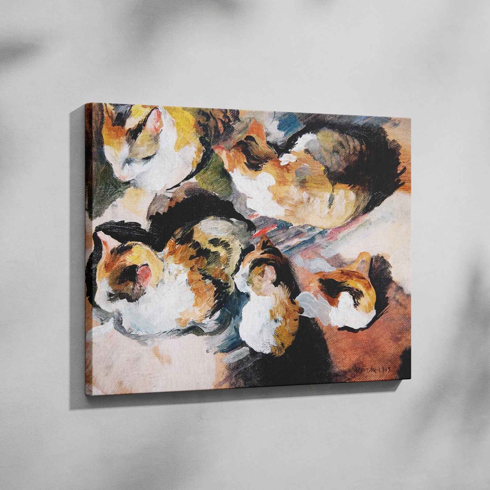 Study of a Cat Katzenstudien - August Macke - Framed Canvas Wall Art Print | House Prints