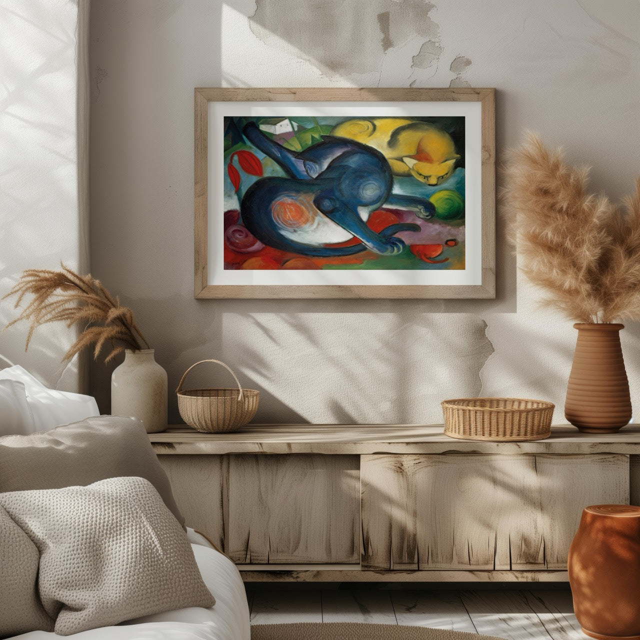 Two Cats, Blue & Yellow - Franz Marc - Rolled Poster Wall Art Print | House Prints