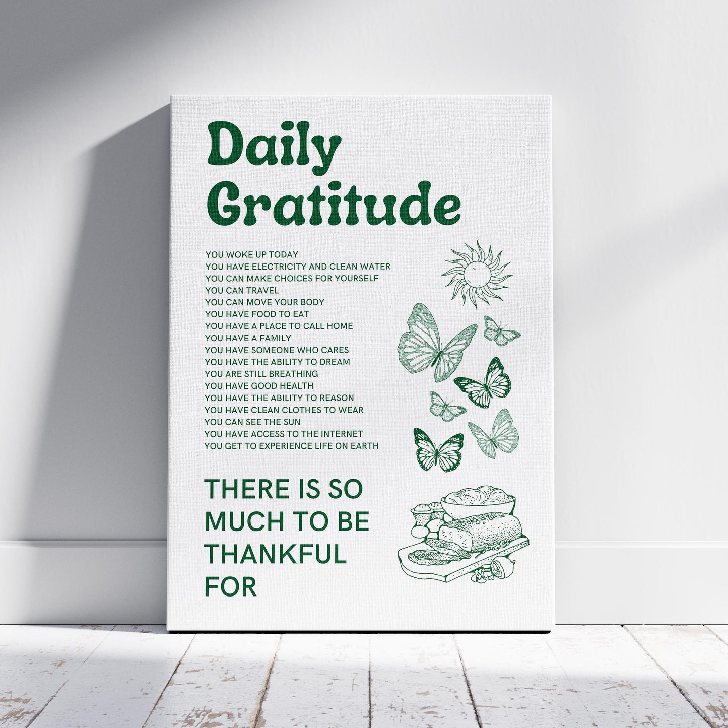 Daily Gratitude Checklist for Life - Framed Canvas Wall Art Print - House Prints