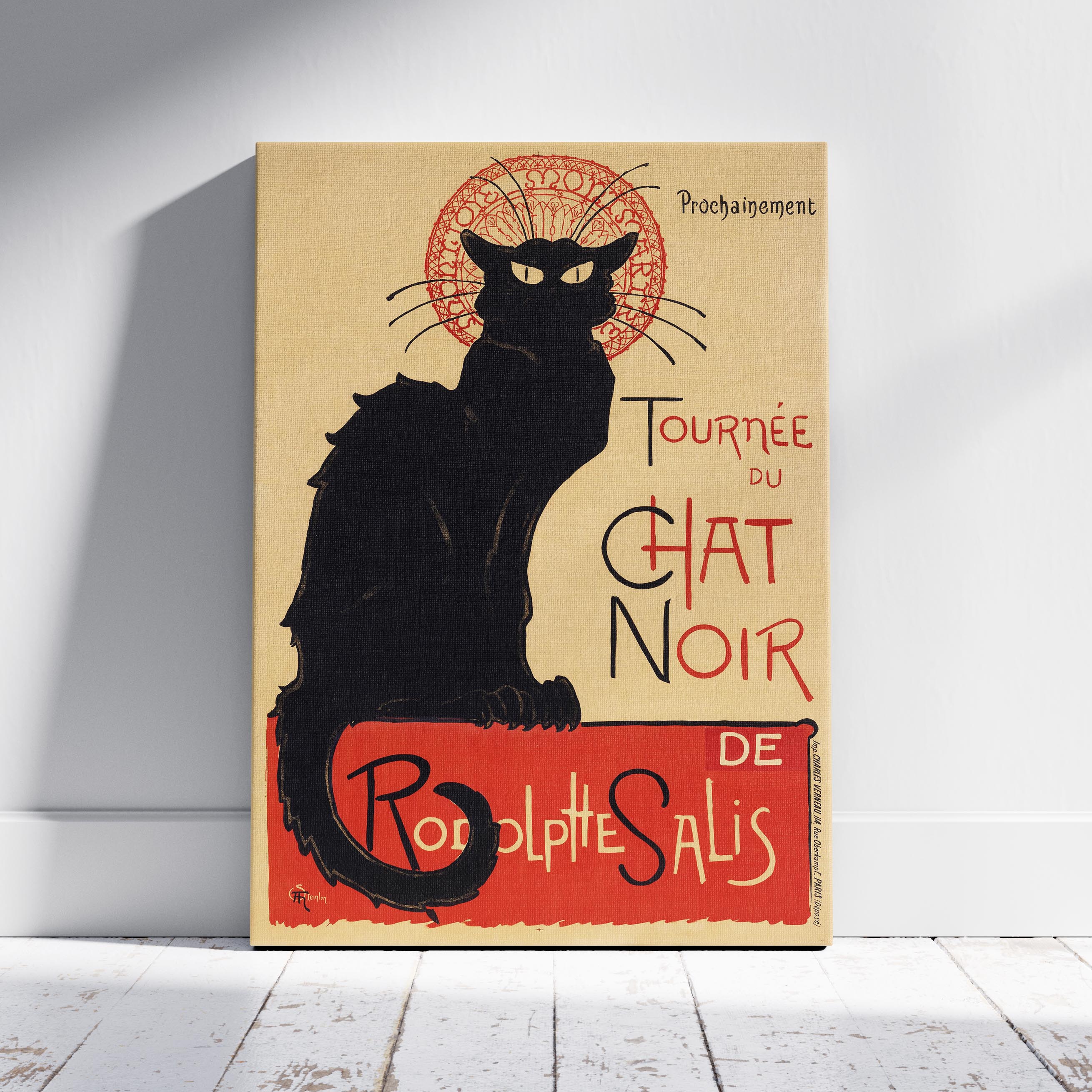 Black Cat Tournée du Chat Noir - Théophile Steinlen - Framed Canvas Wall Art Print | House Prints