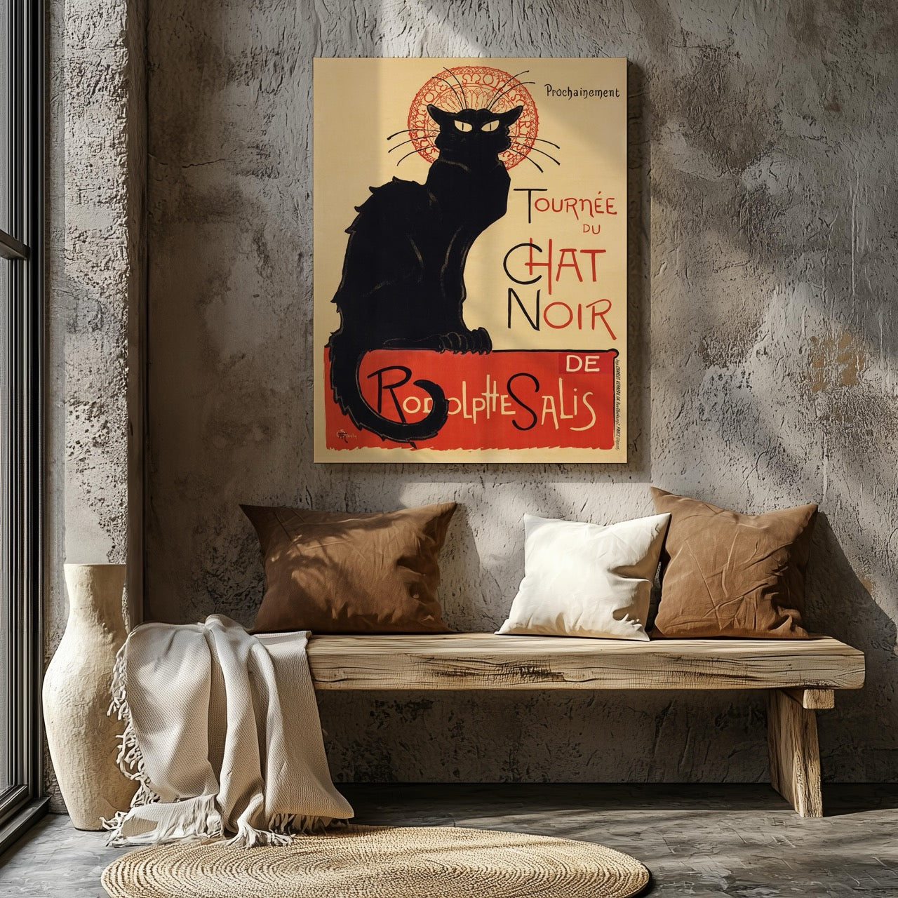 Black Cat Tournée du Chat Noir - Théophile Steinlen - Framed Canvas Wall Art Print | House Prints