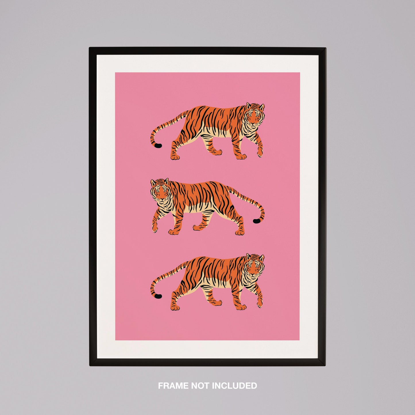 Bold Pink Stride of Tigers - Rolled Poster Wall Art Print