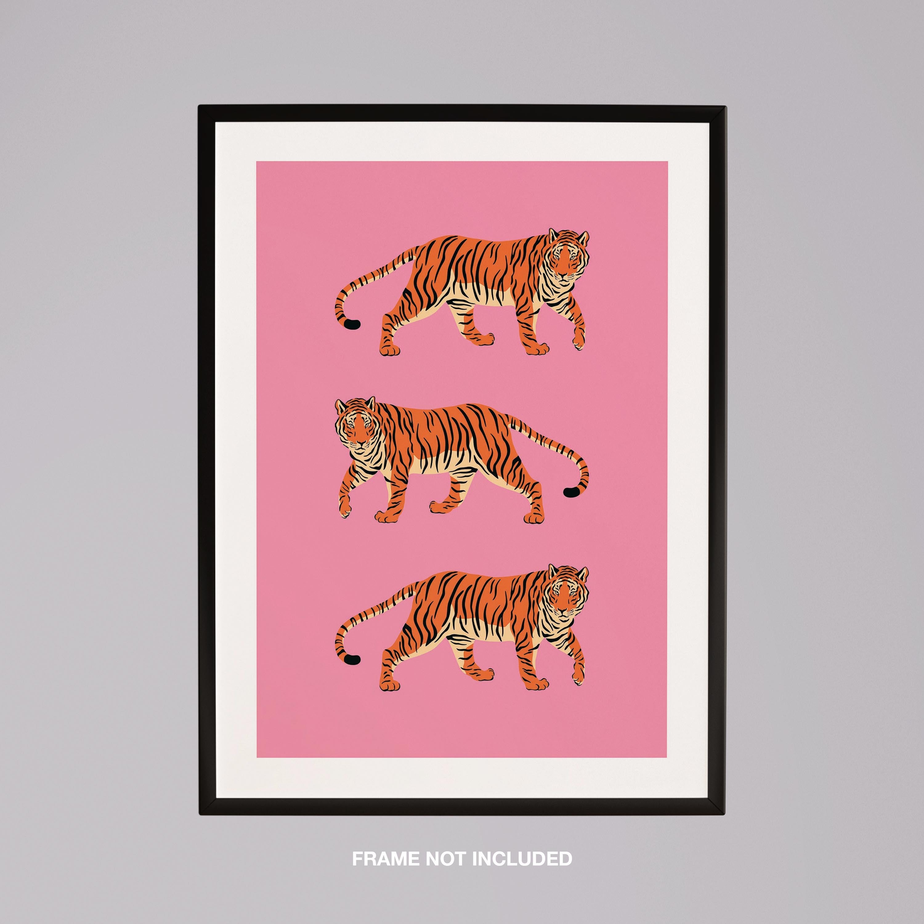 Bold Pink Stride of Tigers - Rolled Poster Wall Art Print | House Prints