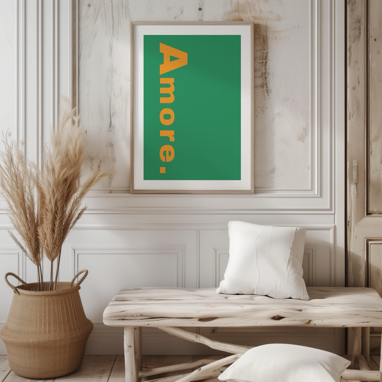 Abstract Green Amore Modern Text Quote - Rolled Poster Wall Art Print - House Prints
