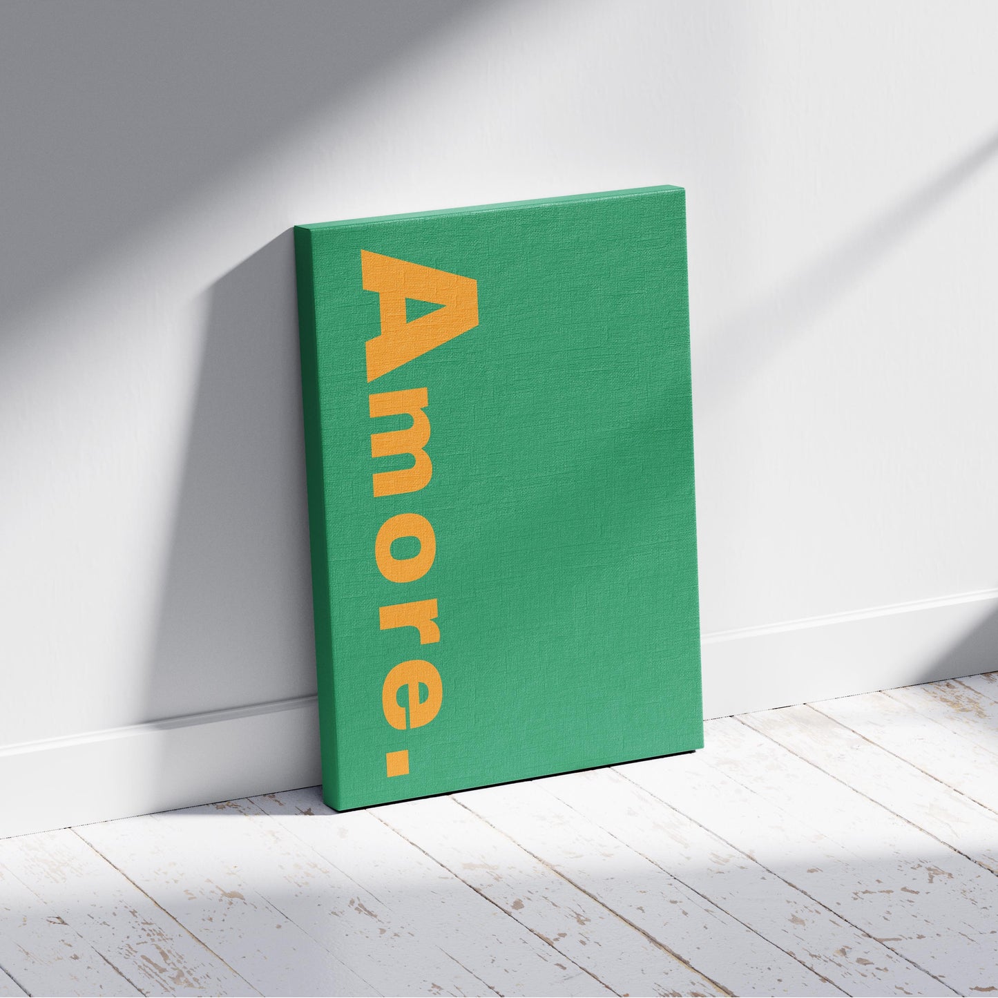 Abstract Green Amore Modern Text Quote - Framed Canvas Wall Art Print - House Prints