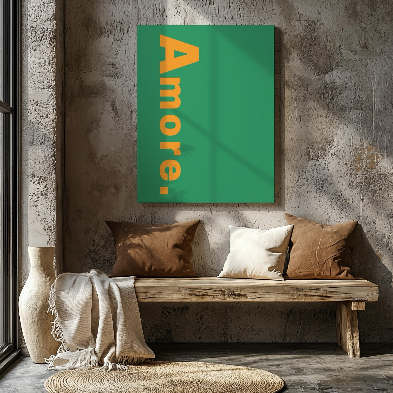 Abstract Green Amore Modern Text Quote - Framed Canvas Wall Art Print - House Prints