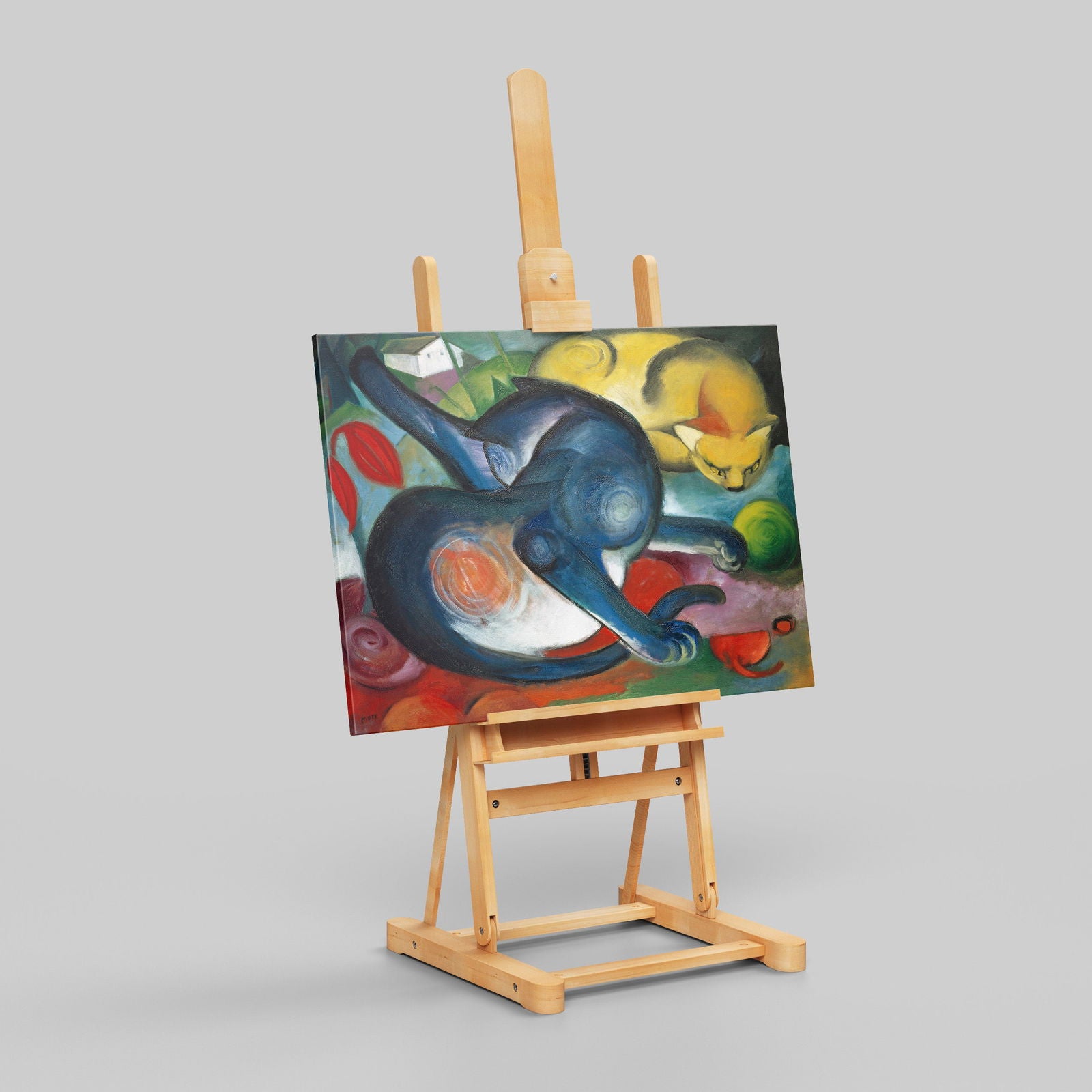 Two Cats, Blue & Yellow - Franz Marc - Framed Canvas Wall Art Print | House Prints