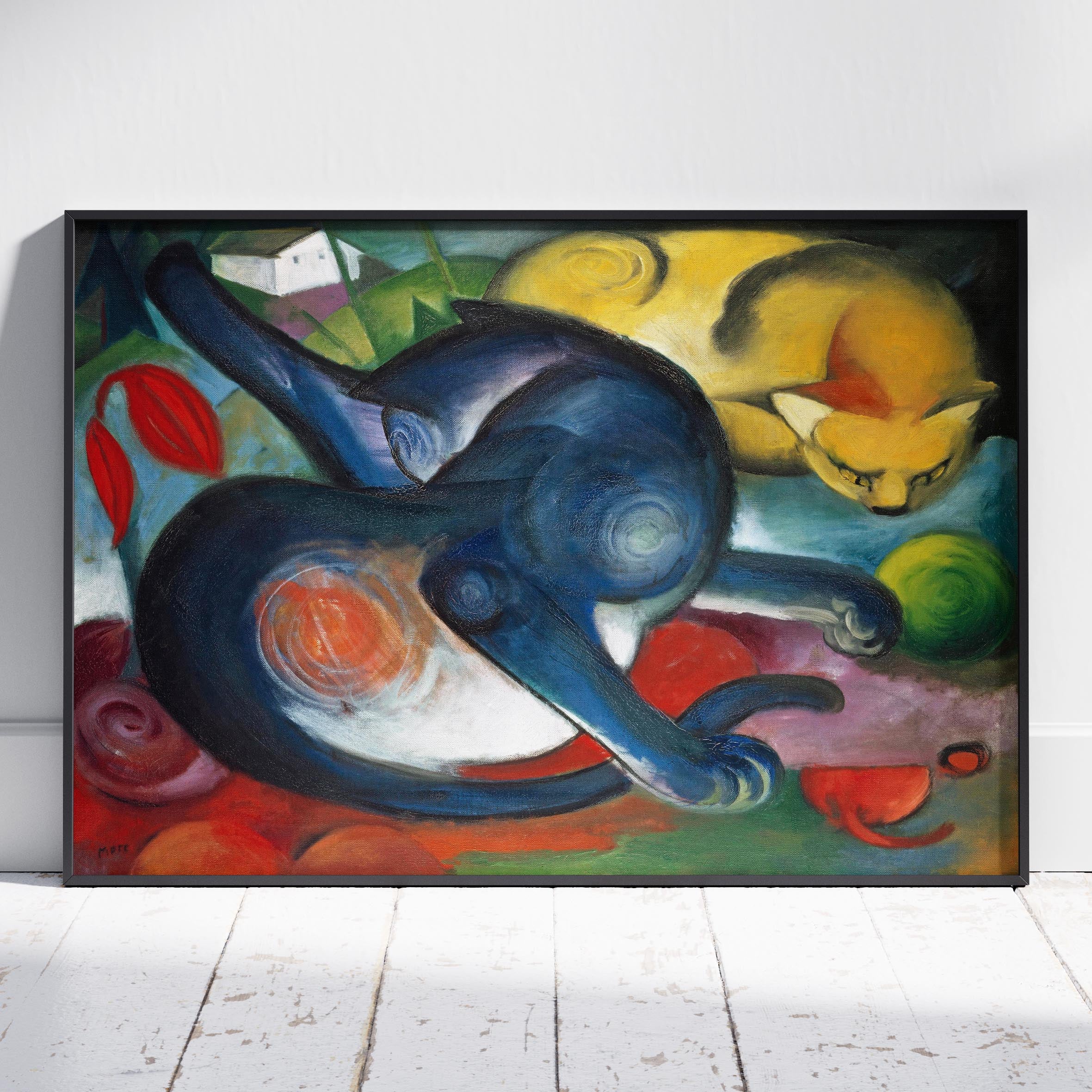 Two Cats, Blue & Yellow - Franz Marc - Rolled Poster Wall Art Print | House Prints