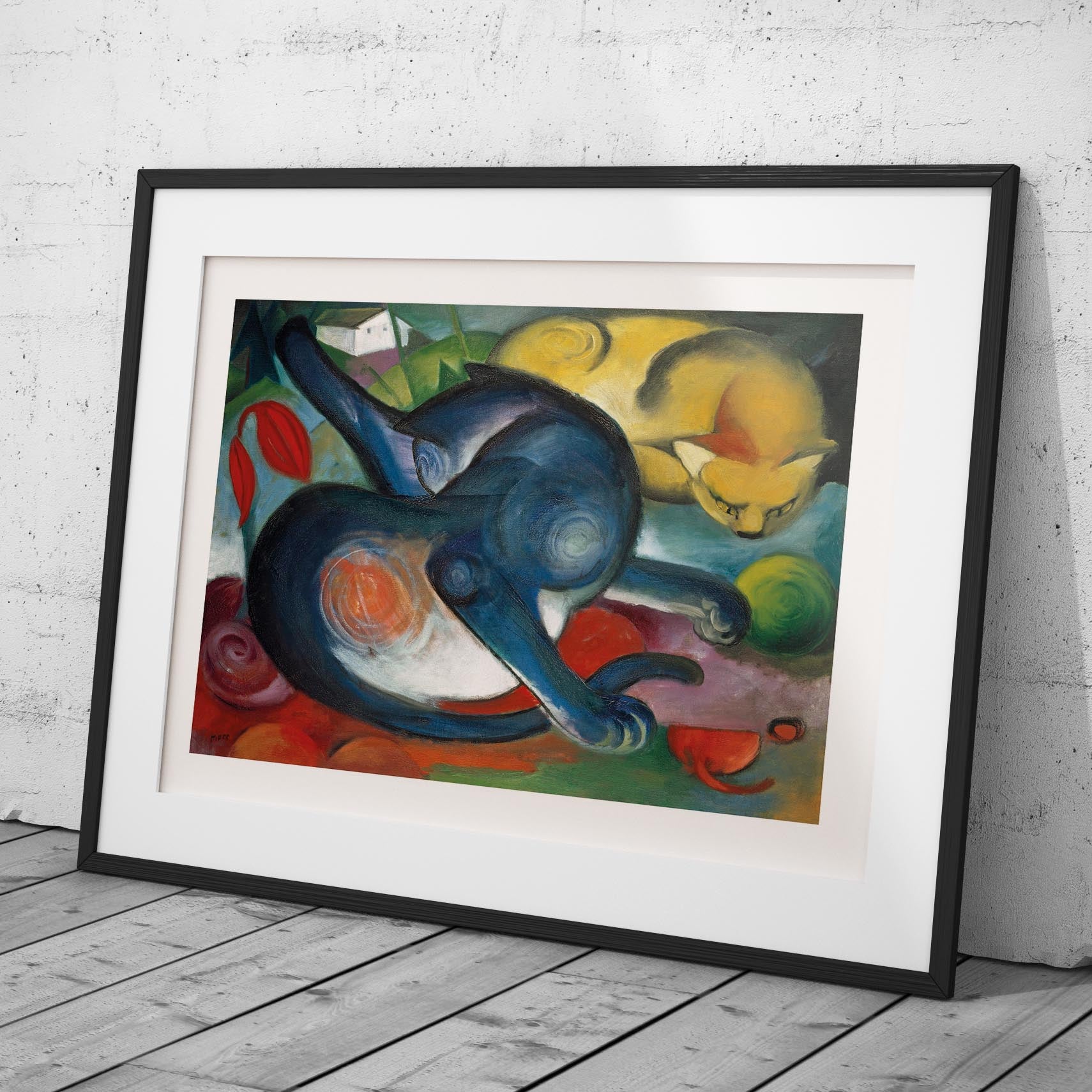 Two Cats, Blue & Yellow - Franz Marc - Rolled Poster Wall Art Print | House Prints
