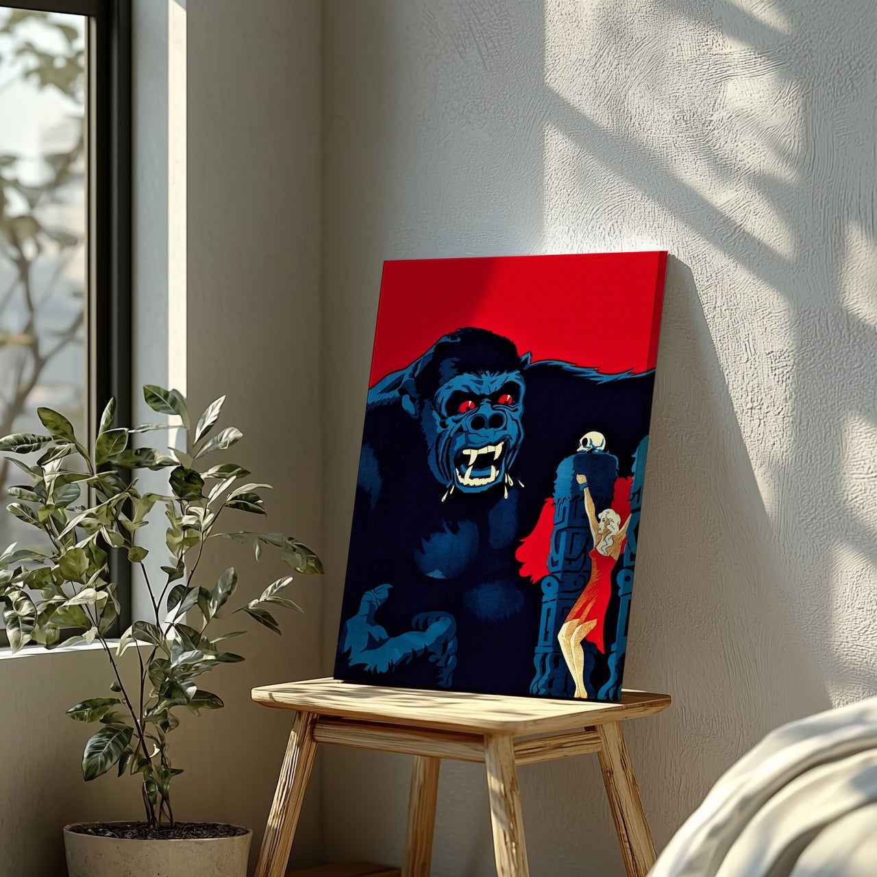 Vintage Retro King Kong Movie - Framed Canvas Wall Art Print - House Prints