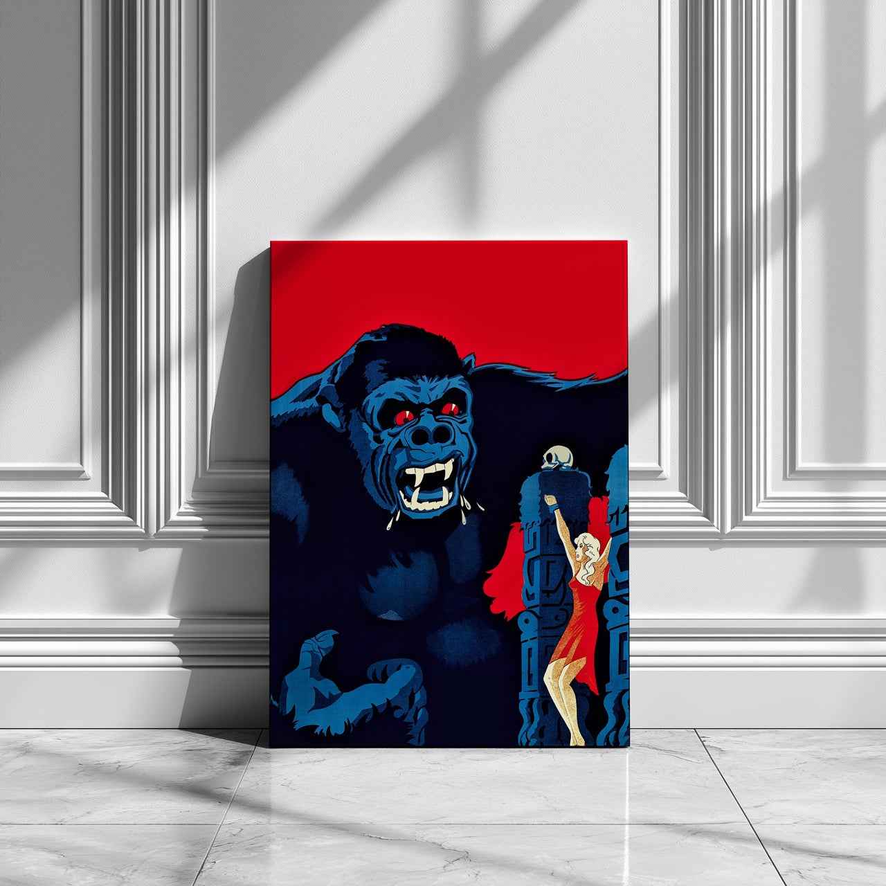 Vintage Retro King Kong Movie - Framed Canvas Wall Art Print - House Prints
