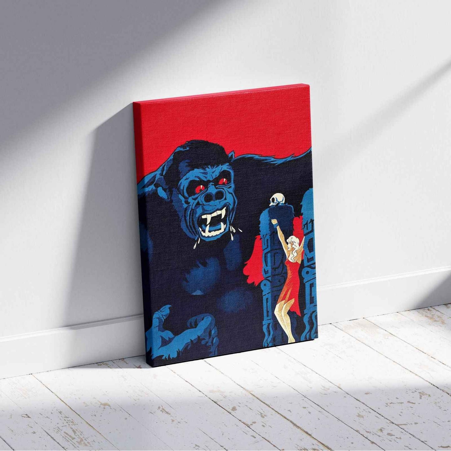 Vintage Retro King Kong Movie - Framed Canvas Wall Art Print - House Prints