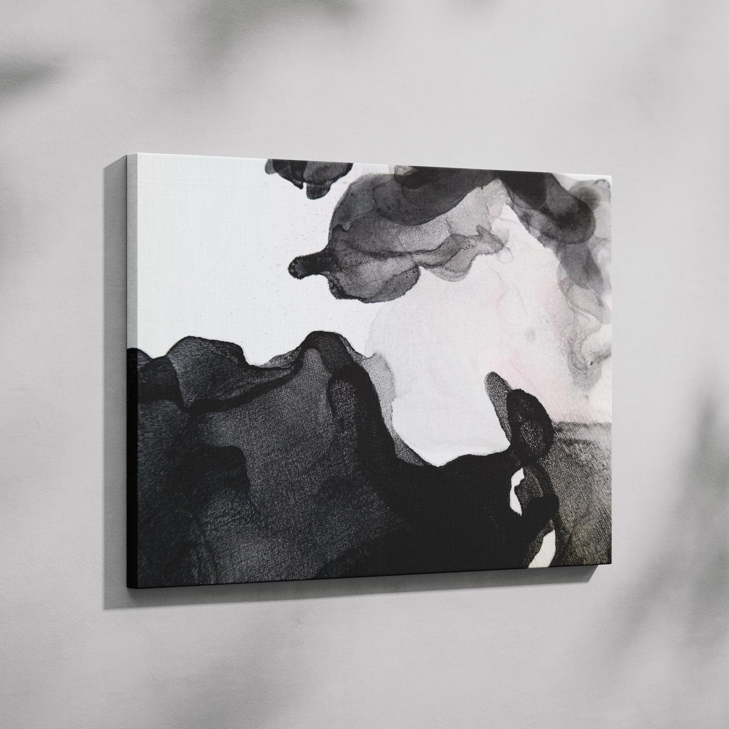 Abstract Waves of Black Ink - Framed Canvas Wall Art Print - House Prints