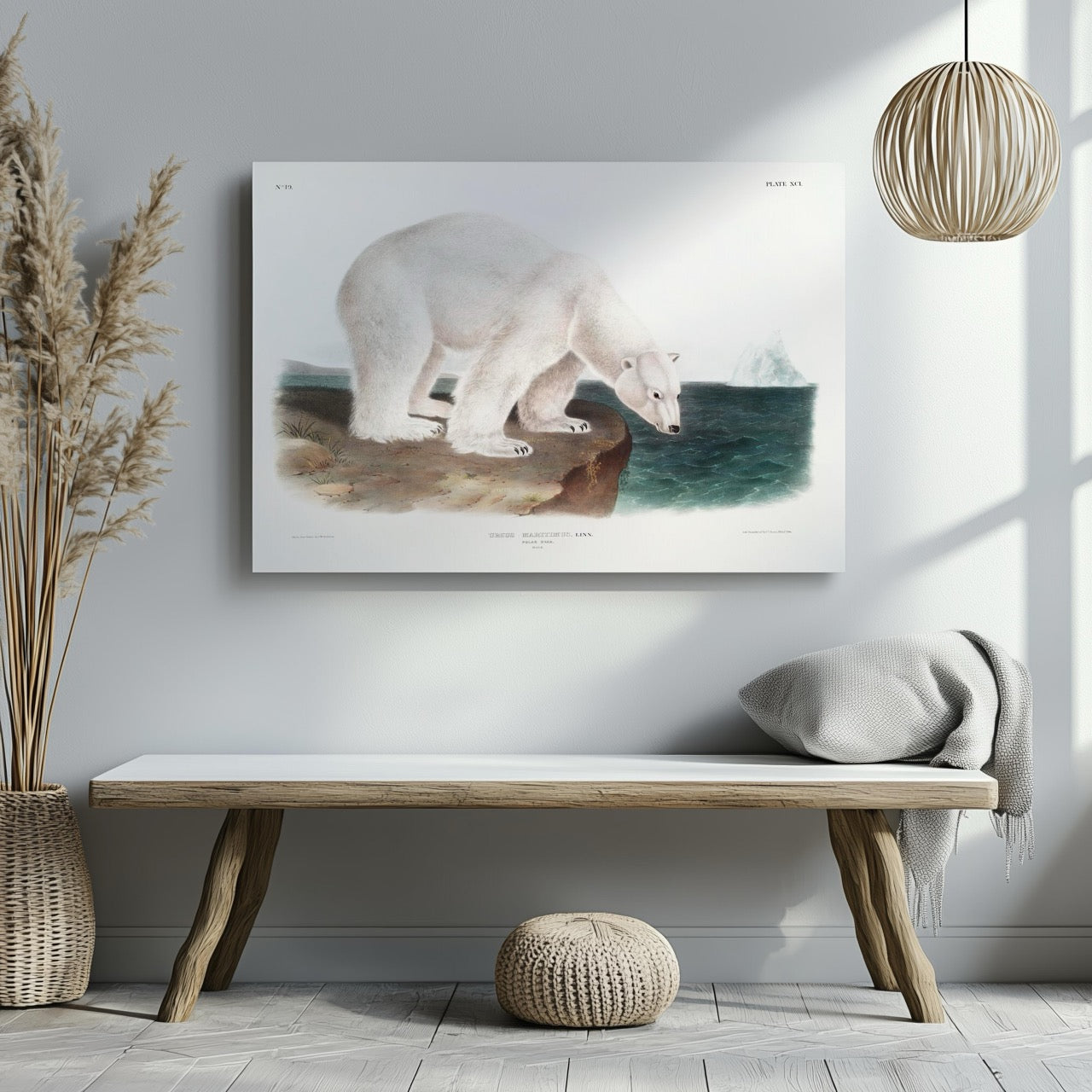 Polar Bear - John James Audubon - Framed Canvas Wall Art Print - House Prints