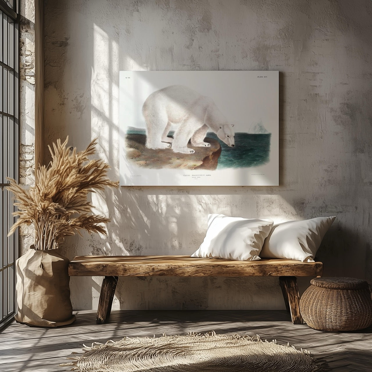 Polar Bear - John James Audubon - Framed Canvas Wall Art Print - House Prints