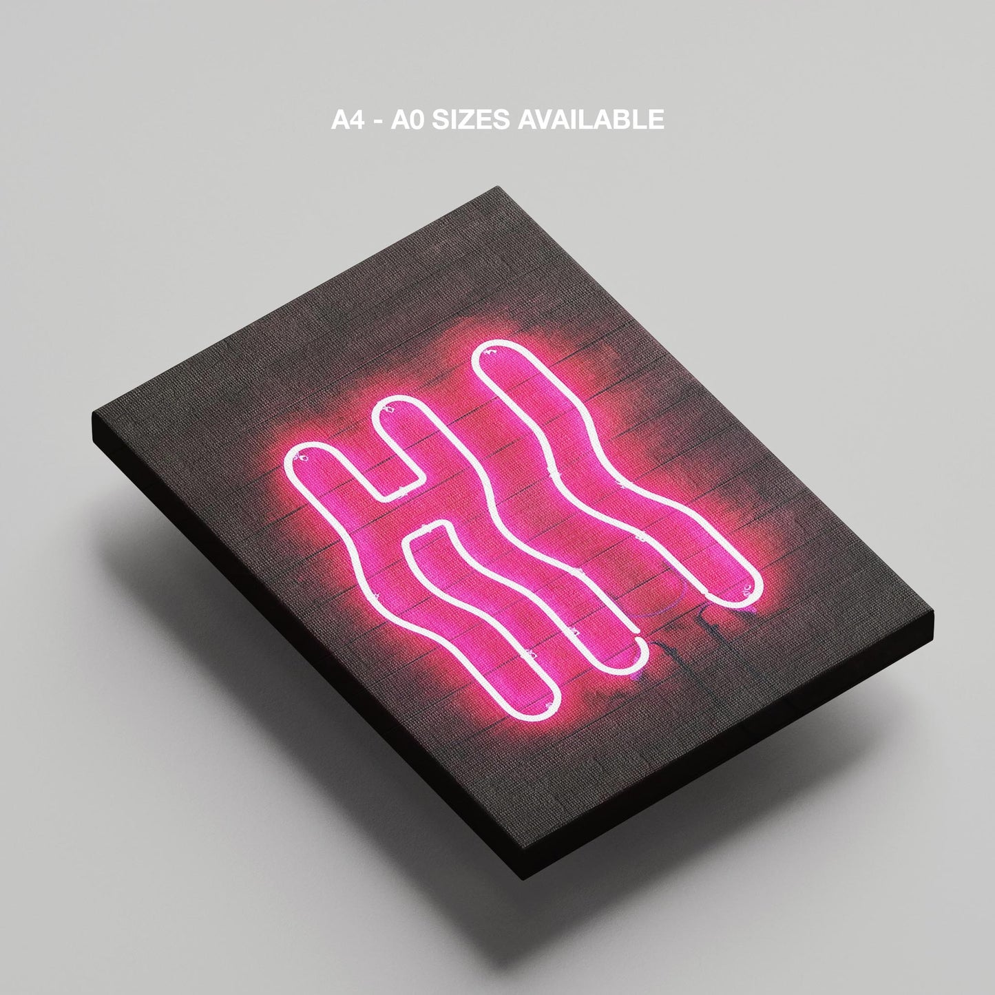 Hi Modern Neon Glow Sign Text - Framed Canvas Wall Art Print - House Prints