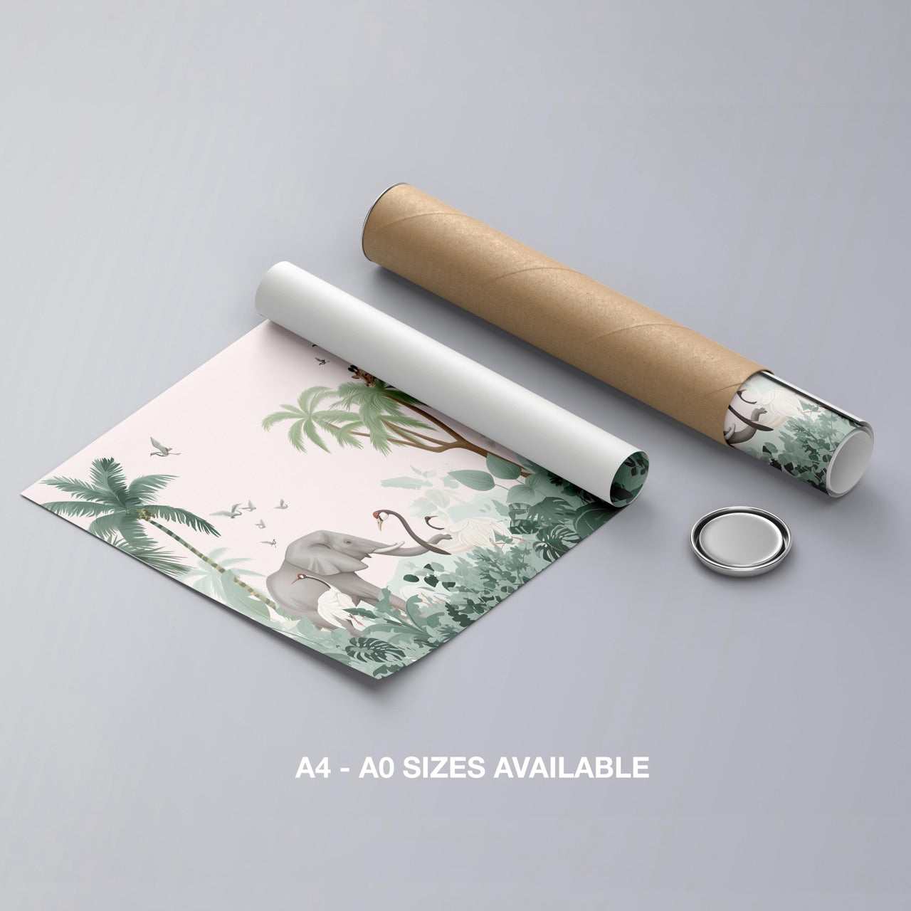 Jungle Animal Friends in Paradise - Rolled Poster Wall Art Print - House Prints