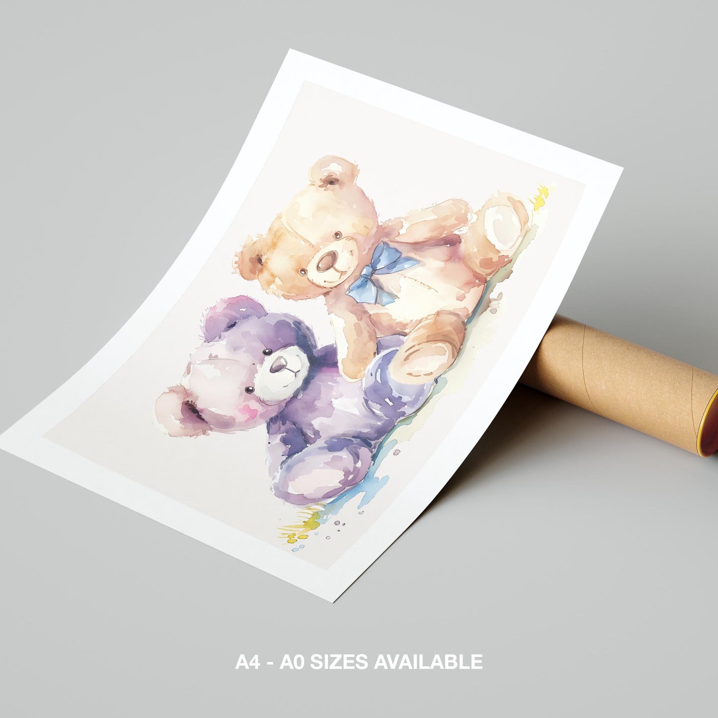 Adorable Nursery Cuddly Teddy Bears - Rolled Poster Wall Art Print - House Prints