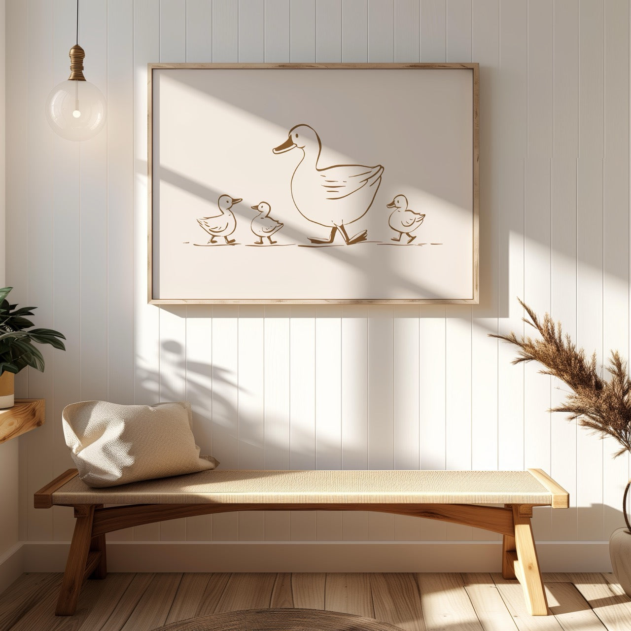 Mother Duck & Ducklings Springtime Nursery - Rolled Poster Wall Art Print - House Prints