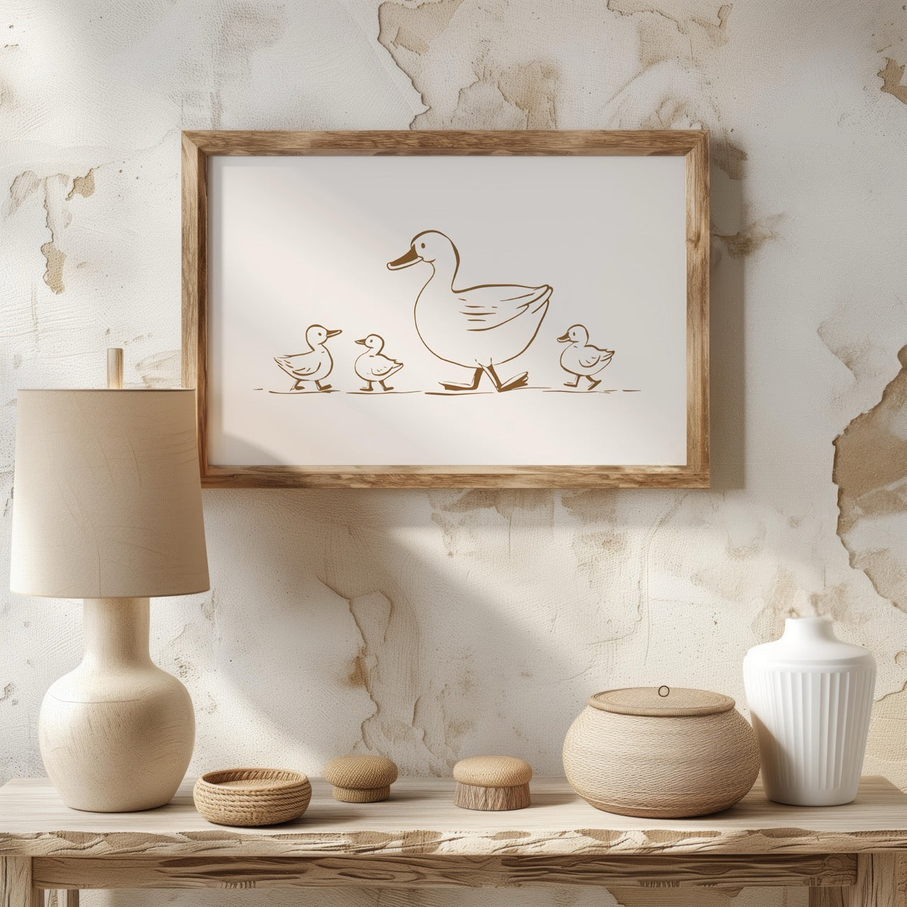 Mother Duck & Ducklings Springtime Nursery - Rolled Poster Wall Art Print - House Prints