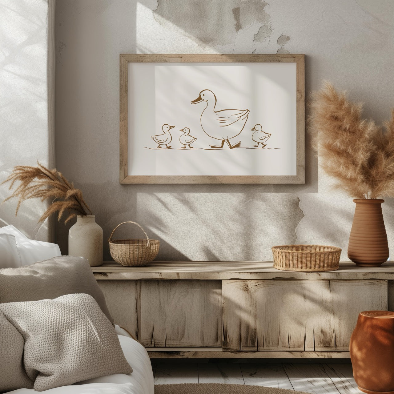 Mother Duck & Ducklings Springtime Nursery - Rolled Poster Wall Art Print - House Prints