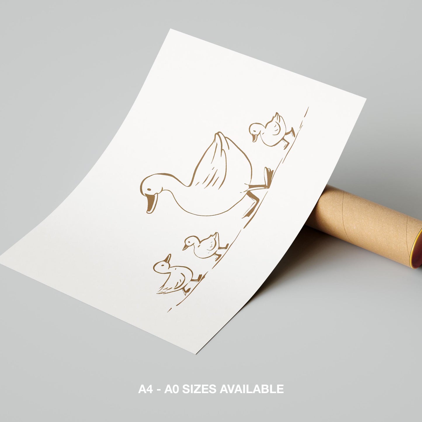 Mother Duck & Ducklings Springtime Nursery - Rolled Poster Wall Art Print - House Prints