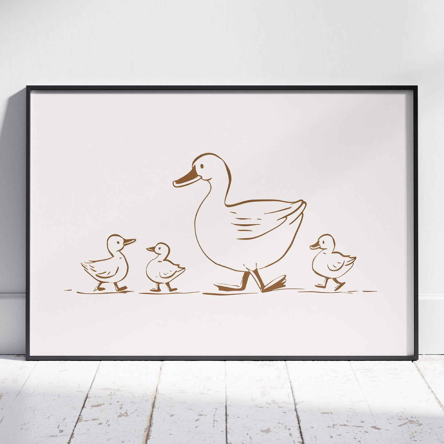 Mother Duck & Ducklings Springtime Nursery - Rolled Poster Wall Art Print - House Prints